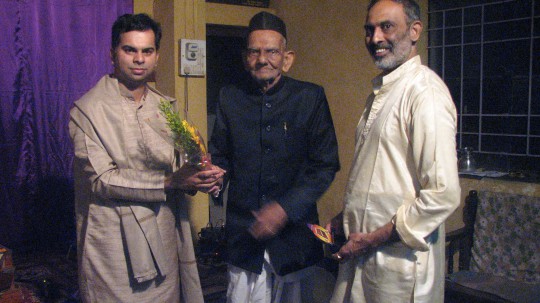 Kedar with Pt. Rambhau Bijapure and Dr. Sudhanshu Kulkarni